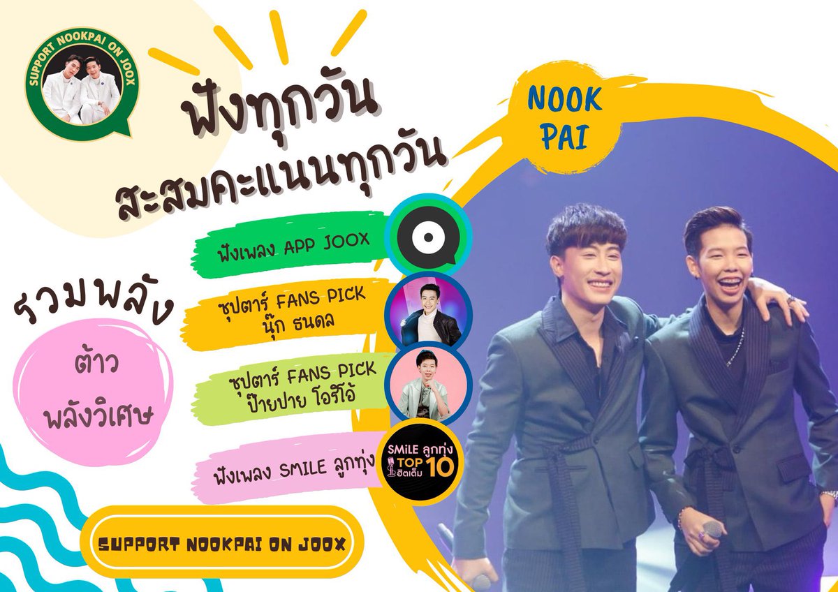 Npjoox's tweet photo. ประชาสัมพันธ์ กิจกรรมที่สามารถทำได้ทั้งสัปดาห์
🚩กิจกรรมนี้ เพื่อดันเพลงนุ๊กปาย ให้เข้าชาร์ท Joox และอยู่ในพื้นที่สื่อของ Joox
 
- room นุ๊ก 👇 https://t.co/gAnGnThJIN
- room ปาย 👇 https://t.co/ESlwrZgzdr

✅เน้นการเข้าร่วมกิจกรรมอย่างสม่ำเสมอ
#นุ๊กปาย #นุ๊กธนดล #ป๊ายปายโอริโอ้ https://t.co/CxOlwsoLGF