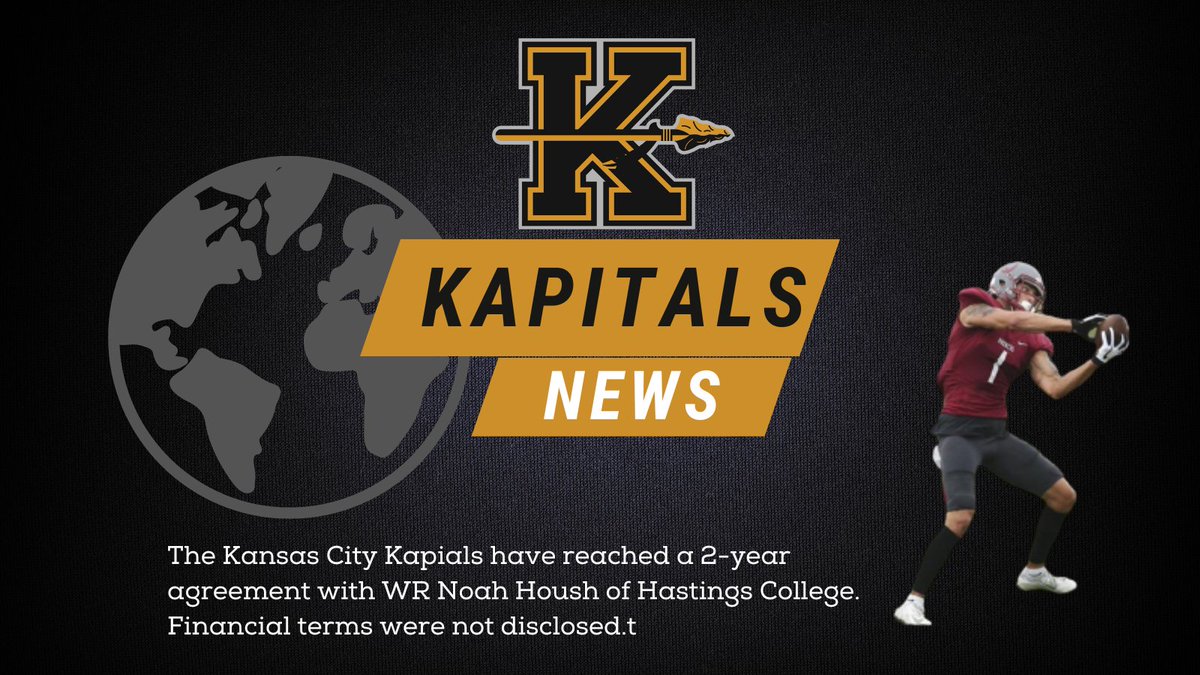 The Kansas City Kapitals have reached a 2-year agreement with WR Noah Housh of Hastings College. Financial terms were not disclosed.