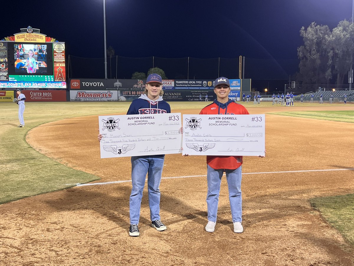 Congratulations to @MLKingBaseball Masen Swan &amp; Austin Castillo recipients of a <a href="/GorrellClassic/">AustinGorrellClassic</a> scholarship