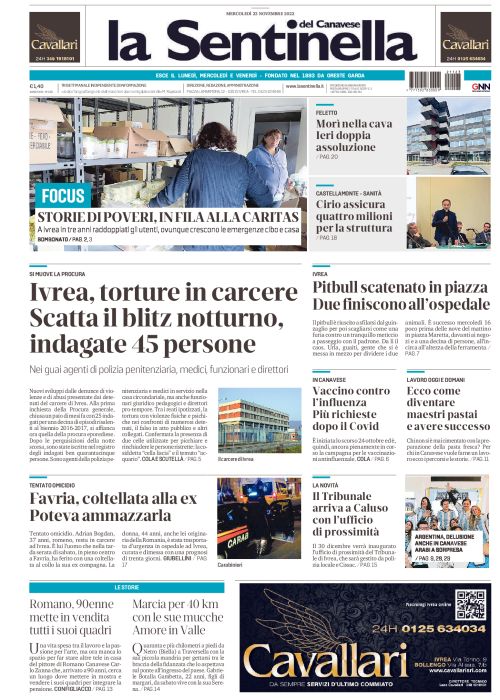 la_sentinella's tweet photo. Buongiorno con la prima pagina della Sentinella in edicola mercoledì 23 novembre https://t.co/WtdweXgmBN https://t.co/uKsqycDsWG