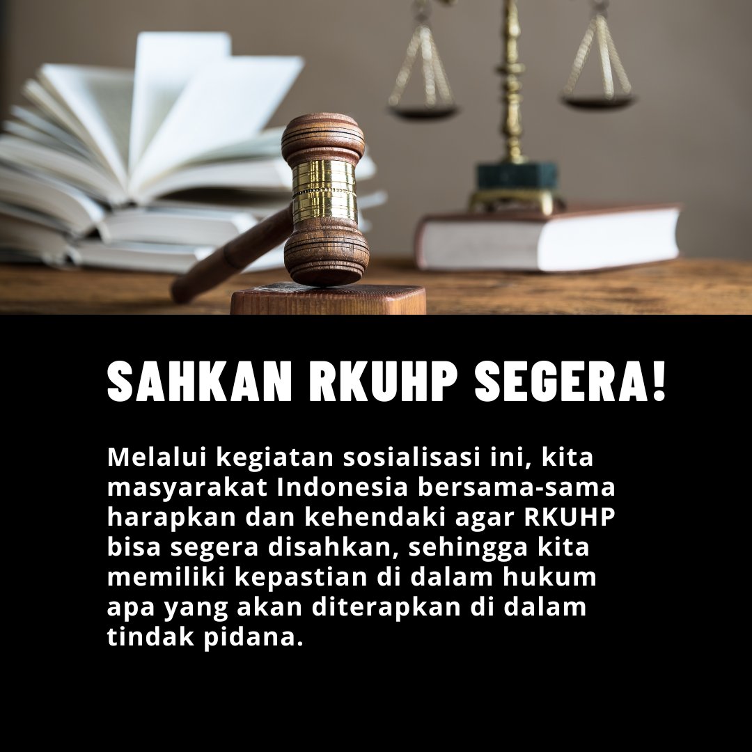 kepalRp's tweet photo. Melalui kegiatan sosialisasi ini, kita masyarakat Indonesia bersama-sama harapkan dan kehendaki agar RKUHP bisa segera disahkan, sehingga kita memiliki kepastian di dalam #sahkanRKUHP
Ganti Hukum Kolonial #cewekbugil https://t.co/qrLHGLirB3