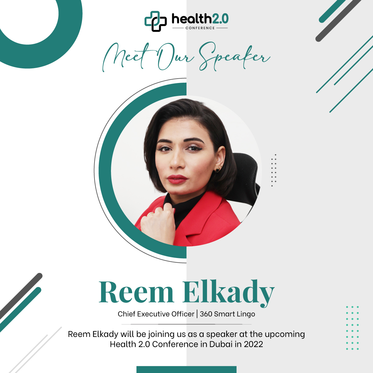 health2conf's tweet photo. Reem Elkady is an entrepreneur, a clinical pharmacist, and an advocate for human rights, education &amp; healthcare access. She is the CEO of 360 Smart Lingo, one of the few women-led companies which generated $1M+ in its first year. 

Witness her at #Health2Conf https://t.co/klCVVCpjsZ