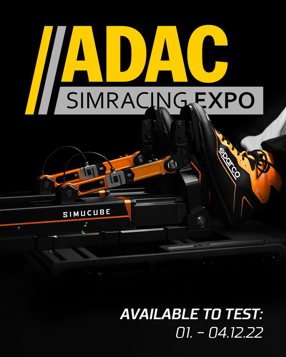 Be one of the first on the planet to test the new Simucube ActivePedal and feel for yourself what's next in the new era of sim racing hardware!

We'll be at the ADAC <a href="/SimRacingExpo/">SimRacing Expo</a> in Nuernberg, Germany so come say hello, meet the Simucube crew and race! Stand C8! 

See you there