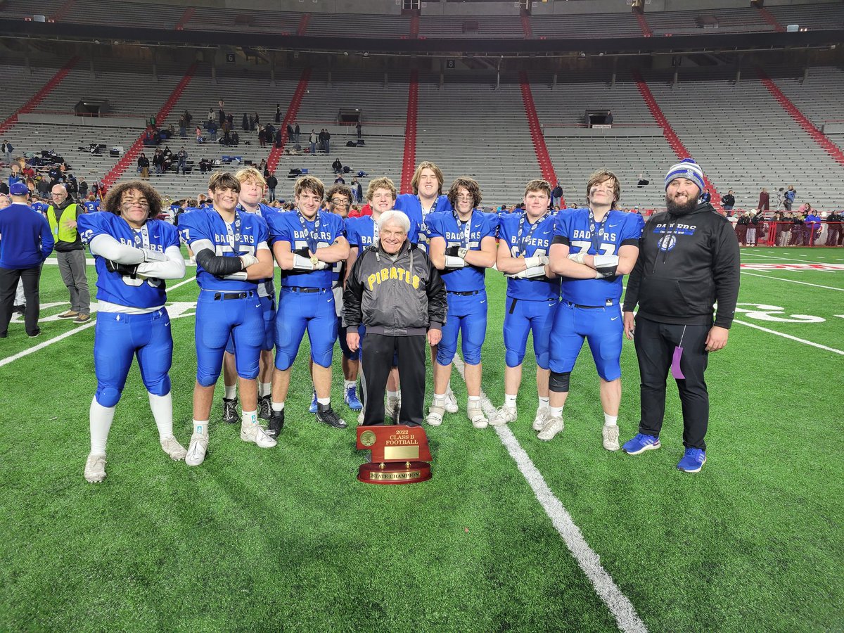 This is getting to be an annual event! Once again, the Bennington O-Line was dominant and it showed in Tuesday night's Class B Title game 38-14 victory over a great Omaha Gross team. The man on the far right is responsible for the development of this Superior Badger O-Line!