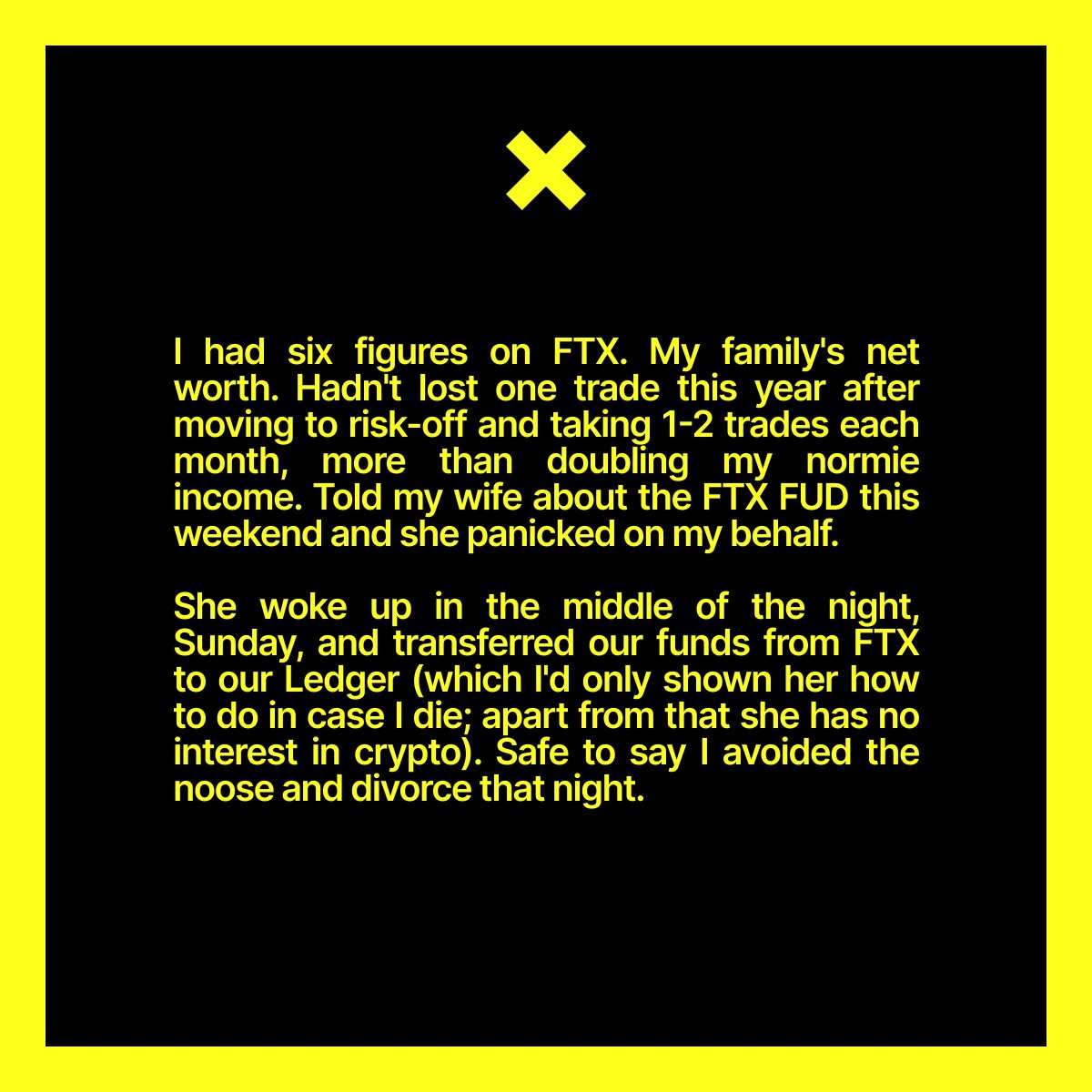 coinfessions's tweet image. She woke up in the middle of the night, Sunday, and transferred our funds from FTX to our Ledger.