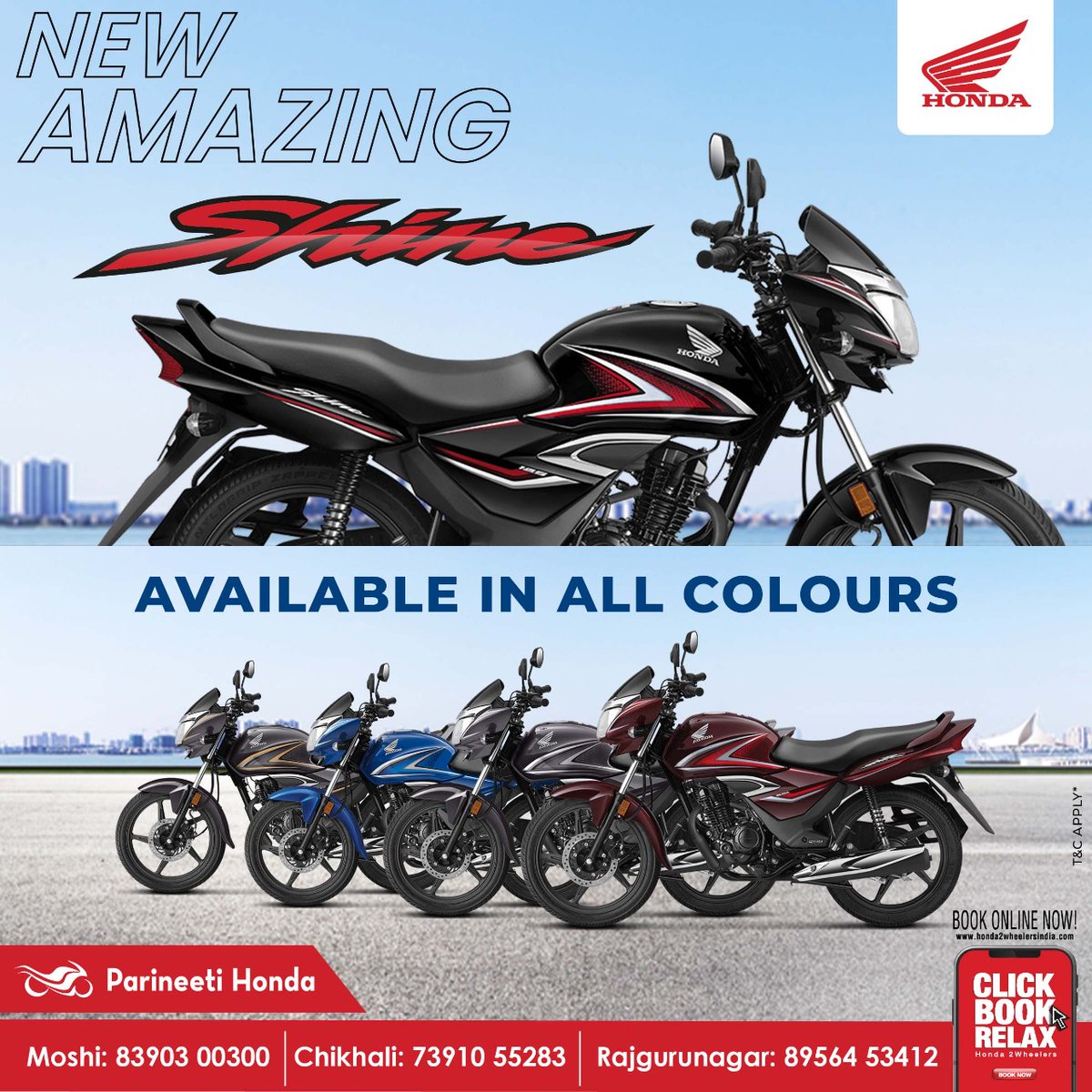 ParineetiH's tweet photo. 🏍️"NEW AMAZING Shine AVAILABLE IN ALL COLOURS"🏍️

📞 Moshi: 8390300300
📞 Chikhali: 7391055283
📞 Rajgurunagar: 8956453412
📧 Email Id: sales@kothariautowings.com

#Parineetihonda #Honda2wheel #pune #Moshi #Chikhali #rajgurunagar #allnewbike #newlaunch #CBShine #Newamazingshine https://t.co/RfpPnUsl7t