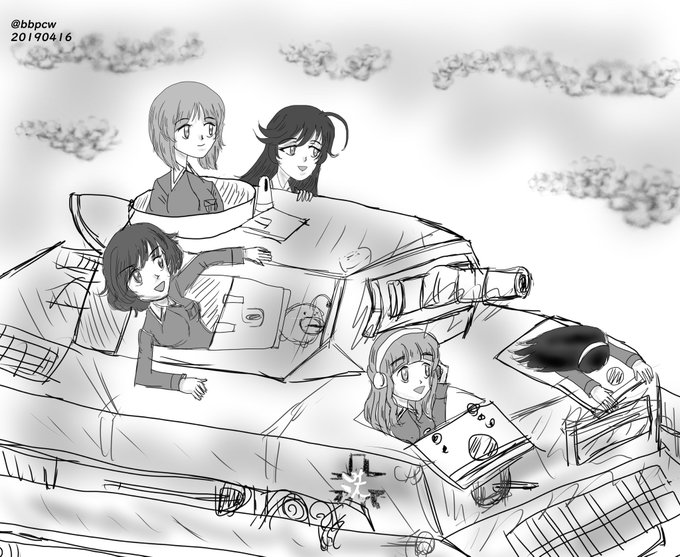 今日はあんこうの日と聞いて恥ずかしながら大昔に描いたあんこうチームをリバイバル 