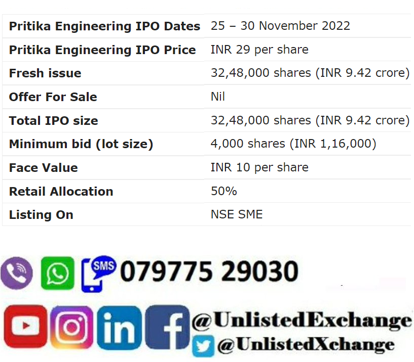UnlistedXChange's tweet photo. #SMEIPOAlert #PritikaEngineering #SMEIPO #PritikaEngineeringIPO Details.
#newIPO #NewSMEIPO #NSEEmerge #NSESME #Emerge https://t.co/h8WFuECH07