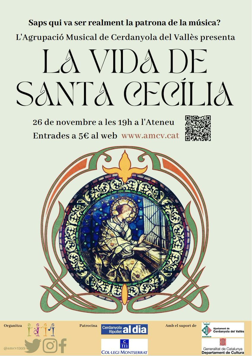 Coneixes la veritable història de Santa Cecília?🎼 Descobreix-la el proper 26 de novembre a l'Ateneu de Cerdanyola amb obres de Ravel, Nadia Boulanger i Ida Gotkovsky!

#Musica #cultura #concert #SantaCecilia