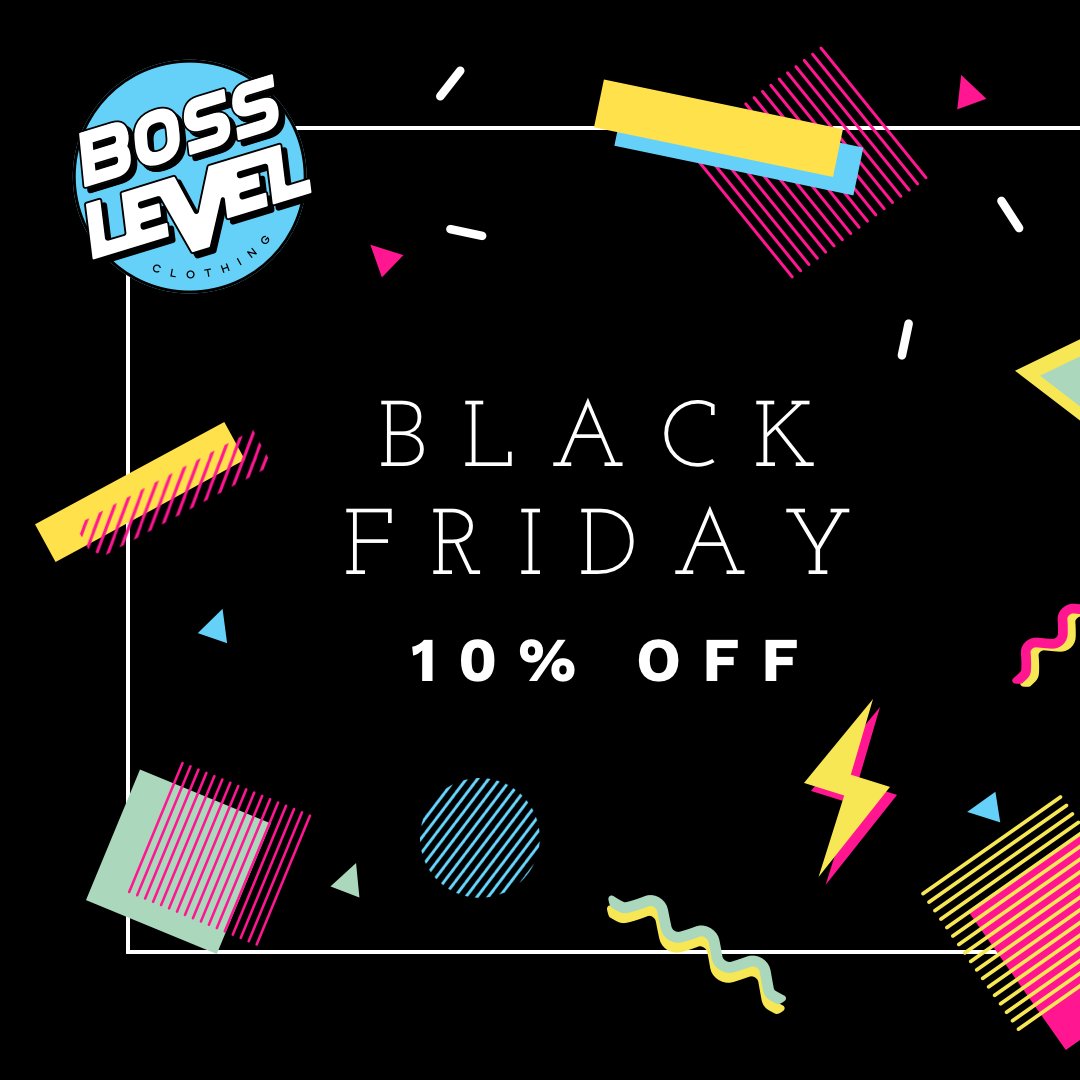 BossLevelCloth's tweet photo. Black Friday? What the hell. It’s Wednesday?! Party started early. Might as well look good.

10% off ALL orders. Auto-applied at checkout. Until Tuesday 29th Nov 12pm (GMT).

https://t.co/Lig3jBygrZ

#blackfriday #treatyourself #retro #shirts #deal #shop https://t.co/ejXva1MHGU