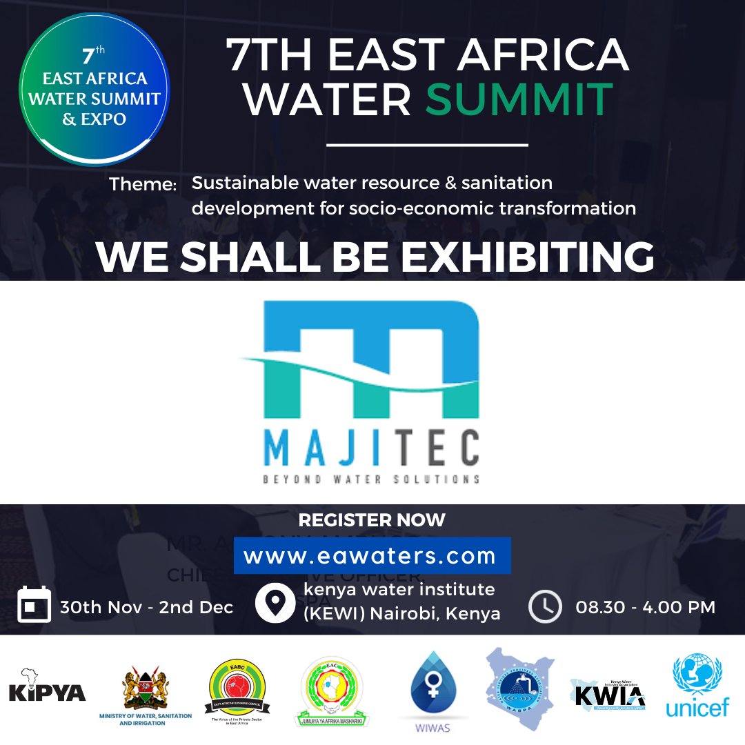Innovation, technology and knowledge sharing, ensuring water security for the East African region. Come to the EA Water Summit and explore innovation, business opportunities &amp; build your network. Register now at  eawaters.com/events/registr… <a href="/majitecltd/">Majitec Limited</a>