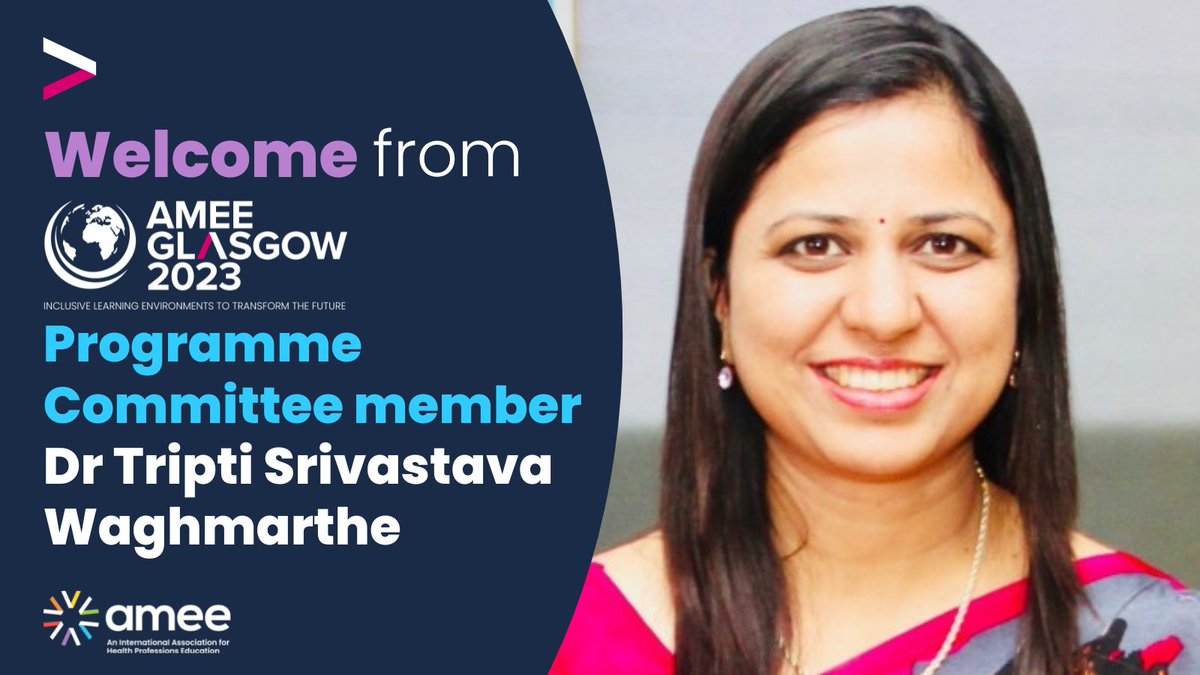 AMEE_community's tweet photo. โญ A warm welcome from #AMEE2023 Programme Committee member - Dr Tripti Srivastava Waghmare! โญ
Submit abstract here - https://t.co/T8ZJYmIGtc
#ProgrammeCommittee #Glasgow #HealthProfessionsEducation #HPE #Abstracts #InclusiveLearningEnvironments https://t.co/XTfmvTP6VU