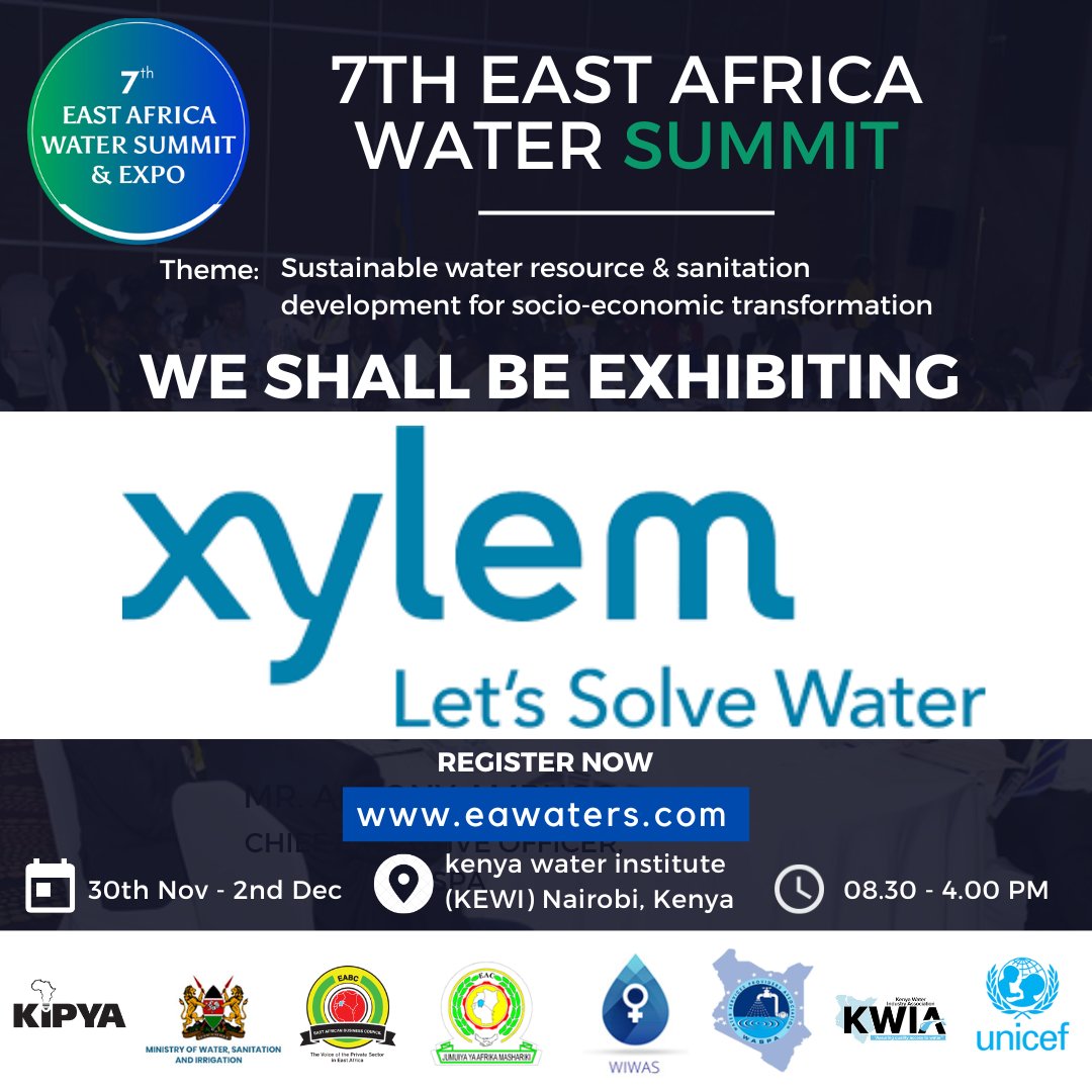 Innovation, technology and knowledge sharing, ensuring water security for the East African region. Come to the EA Water Summit and explore innovation, business opportunities &amp; build your network. Register now at  eawaters.com/events/registr… <a href="/Xylem/">Xylem</a>