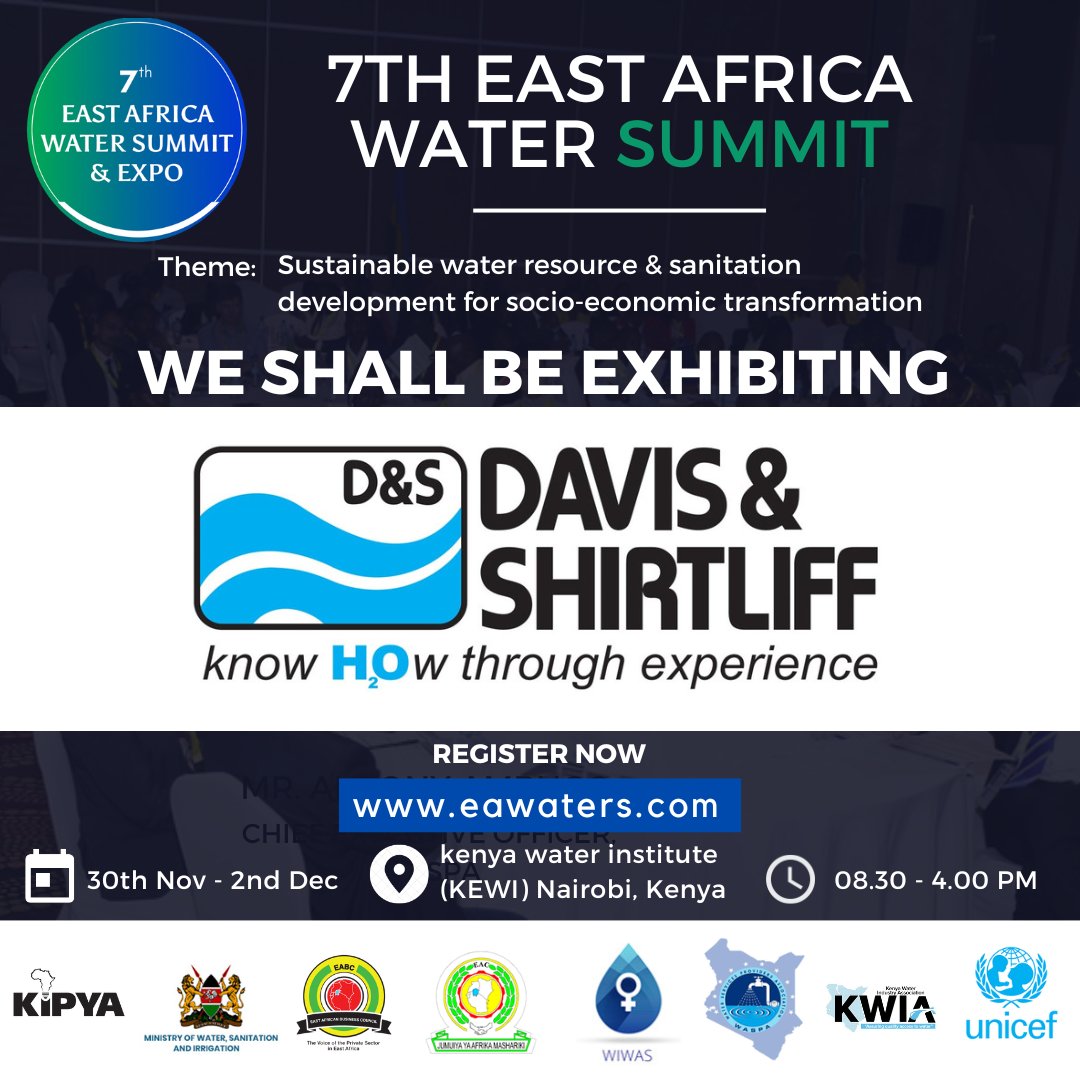 Innovation, technology and knowledge sharing, ensuring water security for the East African region. Come to the EA Water Summit and explore innovation, business opportunities &amp; build your network. Register now at  eawaters.com/events/registr… <a href="/DavisShirtliff/">Davis & Shirtliff</a>