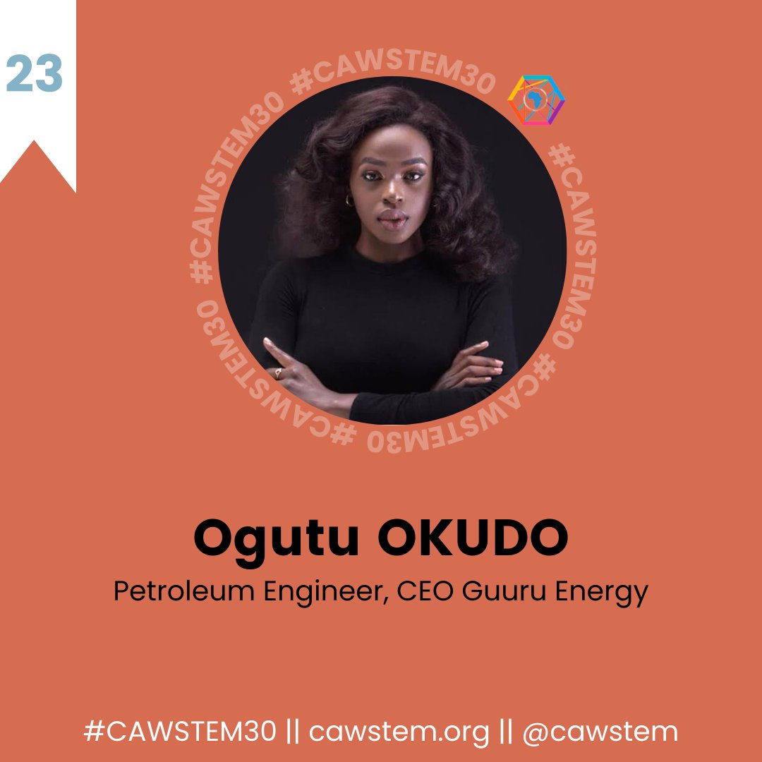 cawstem's tweet photo. #23of30
Ogutu is a Kenyan born Petroleum Engineer and CEO of Guuru Energy. She is an oil specialist, energy access expert, published researcher and strong critic of African energy sector dialogue having succesfully lobbied for policy reform on behalf -
#womeninSTEM #CAWSTEM30 https://t.co/XC114mEhfR