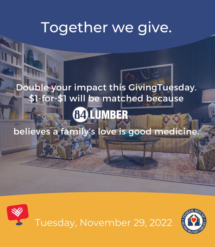 For 30 years, Fisher House has provided a comfortable place to stay for military and veteran families while loved ones receive care at military &amp; VA hospitals. This #GivingTuesday we ask that you donate to #FisherHouse to help ensure Fisher Houses are here, now &amp; always.