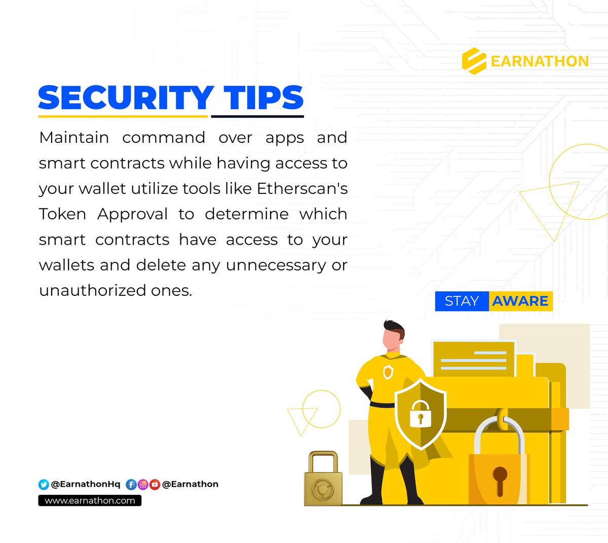 EarnathonHQ's tweet photo. Make sure to utilize tools like Etherscan's Token approval to determine which smart contracts have access to your wallets and delete any unnecessary or unauthorized ones.

#securitytips #web3 #Crypto #SmartContract #WalletToken https://t.co/NCtq7HJ0rj
