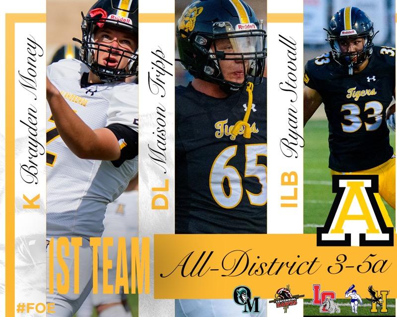 A huge congratulations to our three boys won first team all-district. #BuiltByTheA #FOE