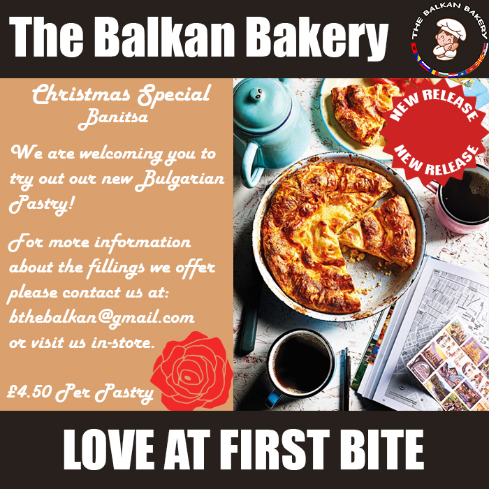 bthebalkan's tweet photo. 𝒞𝒽𝓇𝒾𝓈𝓉𝓂𝒶𝓈 𝒮𝓅𝑒𝒸𝒾𝒶𝓁
Here at The Balkan Bakery, we want you to feel like home! We are excited to release a brand-new pastry. 
Come visit us in-store and grab a fresh, tasty and flavourful Bulgarian Banitsa🥧
For any enquires please contact us: bthebalkan@gmail.com https://t.co/pxmYad1nvL