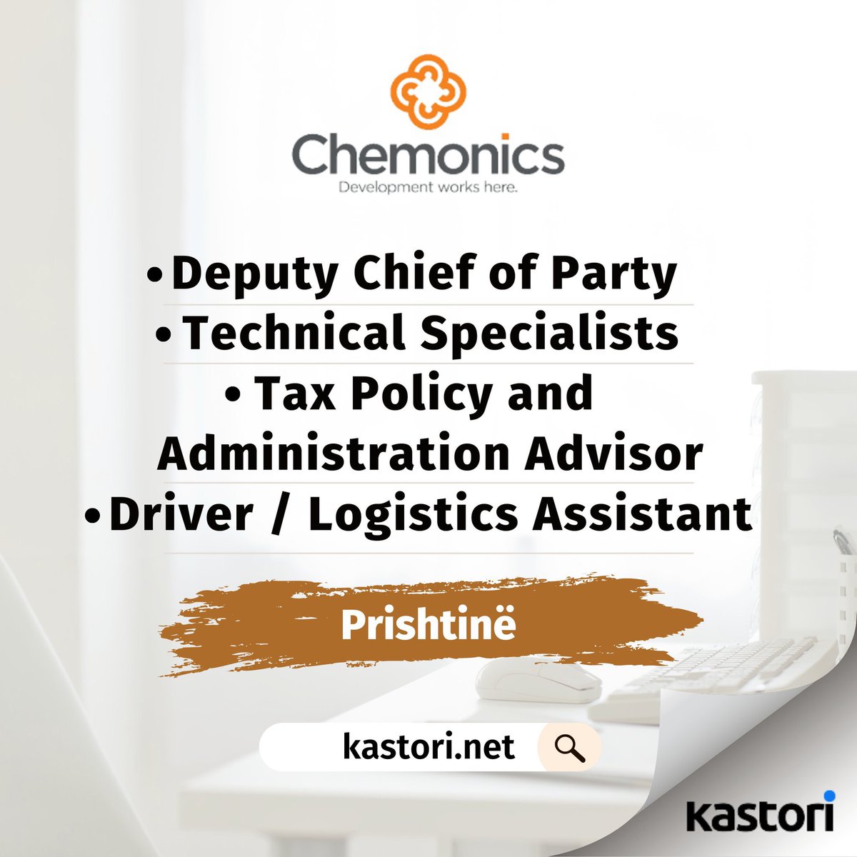 KastoriNet's tweet photo. 💼 Pozita të hapura pune nga Chemonics.
📍 Prishtinë.
🔗 Apliko tani: https://t.co/SG4gxKHWsw https://t.co/1MHjBUTrwW