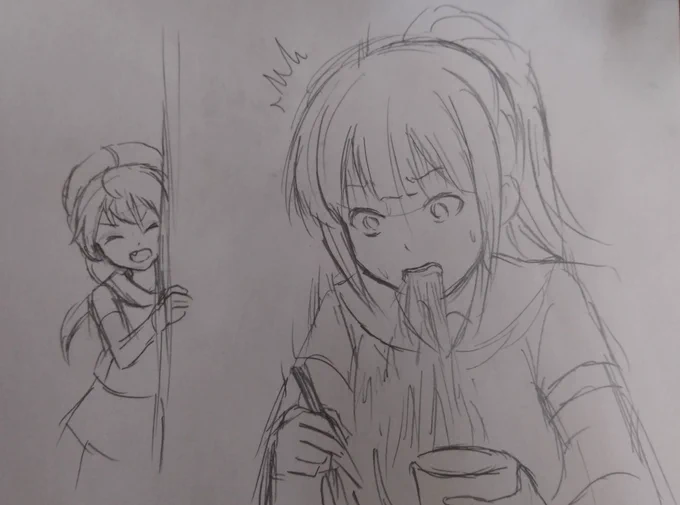 ボツ絵 
そばつゆの中身をなにかに代えられてた夕張さん 