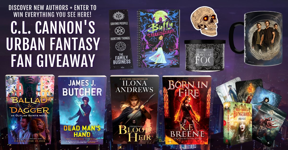 mhlebeault's tweet photo. 🌙Are you a fan of #UrbanFantasy? Then we've got a #giveaway for you!🌙
💀Enter: https://t.co/znjdWTmae8 💀
🌕#Win #BalladAndDagger #DeadMansHand #BloodHeir & #BornInFire + tarot deck #Supernatural mug Graveyard Fog candle #Buffy notebook, #SPN bookmark & #DresdenFiles sticker!🌕 https://t.co/8nOaRihBLC