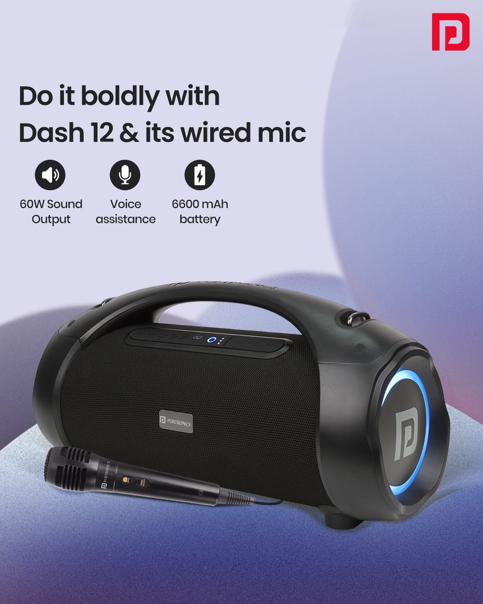 Portronics's tweet photo. No one:

Me still confidently singing wrong lyrics on the Dash 12: 🎤🎤🎤

#portronics #portronicsindia  #portablespeaker #gadgets #RGBlights #partyspeaker #Speaker #Dash12 #VoiceAssistance https://t.co/1VlfAjyidi