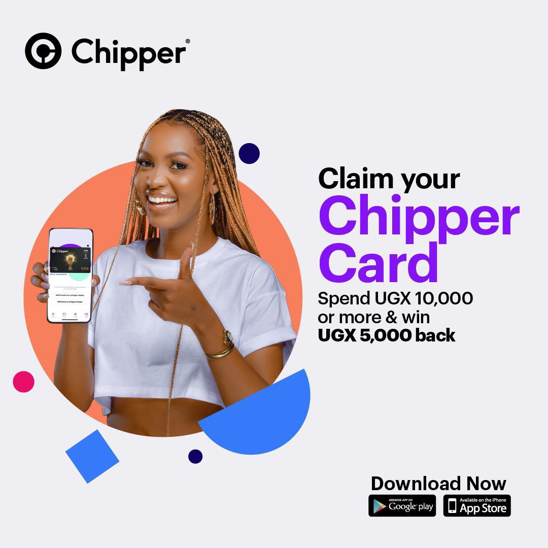juscloedenise's tweet photo. By downloading the chipper app, you get to enjoy all the benefits that come with using the chipper card. Spend 10,000 ugx or more and win 5,000 ugx
#ChipperUGXCard https://t.co/biCxpcsqQx