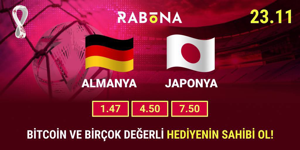 Werner, Reus, Draxler ve Sane gibi önemli isimlerinden faydalanamayacak olan Almanya, Khalifa Uluslararası Stadyumu'nda Japonya ile Dünya Kupası serüvenine başlarken siz de bu karşılaşmanın heyecanını Rabona'da Yaşayın.

#Rabona Giriş Adresi:   bit.ly/rabonavip

#Qatar2022