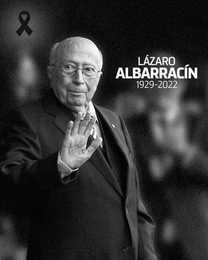 AtleticaPena's tweet photo. En vida nos transmitió los valores del #Atleti, orgullosos de su amistad siempre, es un honor portar su nombre.

Que el Tercer Anfiteatro te sea propicio, eterno Lázaro Albarracín.

Nuestro más sentido pésame a sus familiares y amigos.

#DEP #DEPLazaroAlbarracin #CorajeYCorazón https://t.co/RtiPQTQfsJ