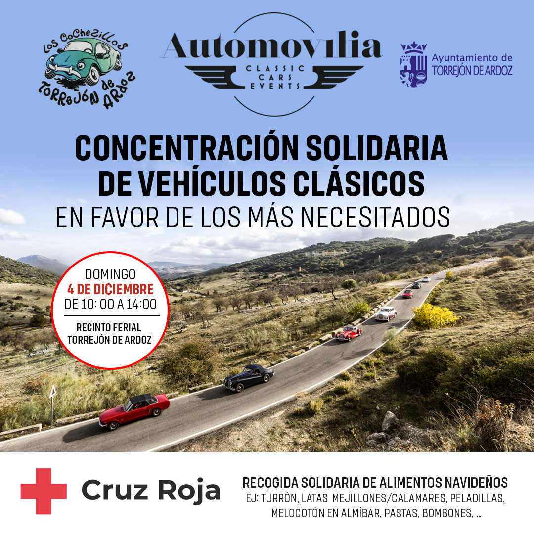 autopista_es's tweet photo. 😊 El próximo domingo 4 de diciembre, en Torrejón de Ardoz, estaremos presentes con Los Cochecillos en la Concentración Solidaria de Vehículos Clásicos en favor de los más necesitados, con la recogida de alimentos destinados a las próximas Navidades. ¡Apúntatelo en la agenda! https://t.co/P5pMTykLgX