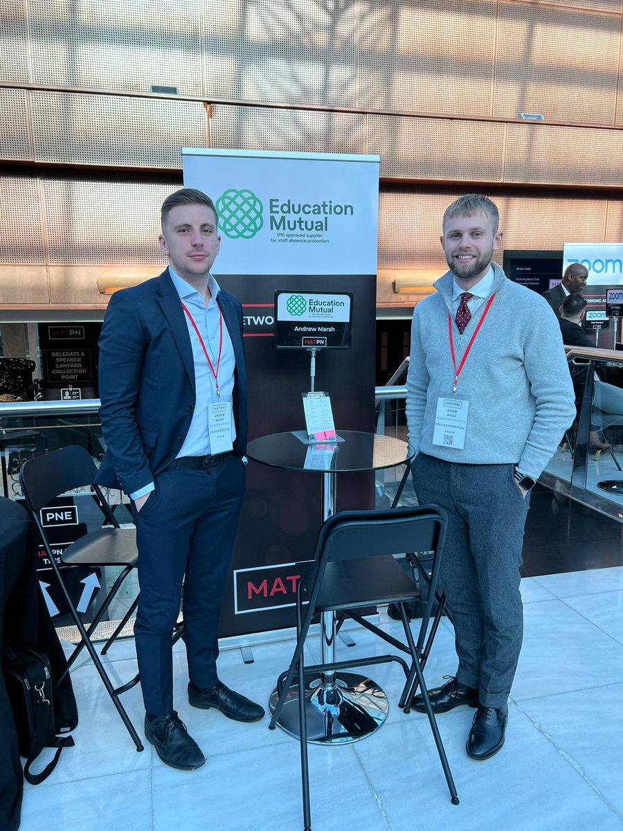 After a brilliant day yesterday, <a href="/AndyEducMutual/">Andrew Marsh</a> &amp; <a href="/AdamEMutual/">Adam Education Mutual</a> are excited for what day 2 of #MATPN South has to offer! #staffabsenceprotection