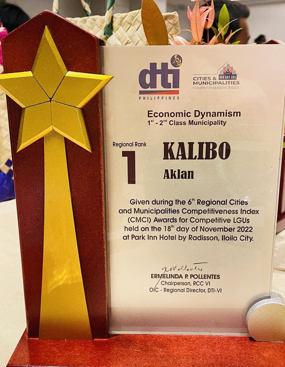 cynthia_doc's tweet photo. Kalibo, Regional #1 in Economic Dynamism for Western Visayas 2022.  Congrats to all the officials &amp; personnel of LGU Kalibo for a job welldone! #Kalibo #AklanPH #CMCI @DtiPhilippines @DILGPhilippines https://t.co/aHO8VXrBNP