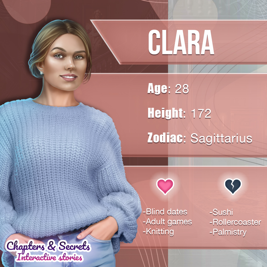 ChaptersSecrets's tweet photo. ♐️ Sagittarius season is on! ♐️
Meet our favorite Sagi Clara from Under the Shadows! 💖 She's very adventurous and optimistic according to her zodiac sign 🏹
Does Clara represent this sign well? 👇👇👇

#chapterssecrets #love #visualnovel #astrology #sagittarius #zodiac https://t.co/A2wW3pFqtW