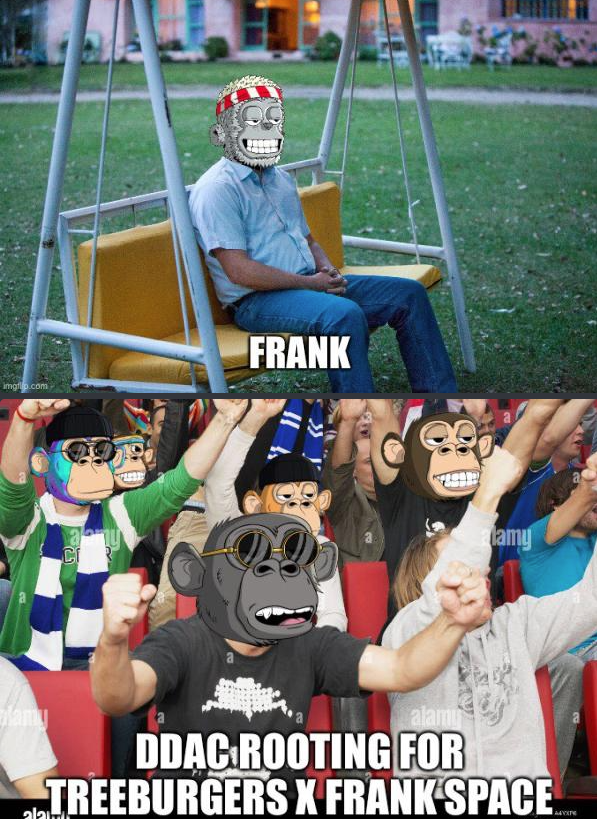 TreeBurgersol's tweet photo. This could be us @frankdegods but u playin... 
Imagine if @pattyice joined aswell and we talked web3 transparency, tracking ruggers and growing the blockchain?! https://t.co/JkbcpQBQBR