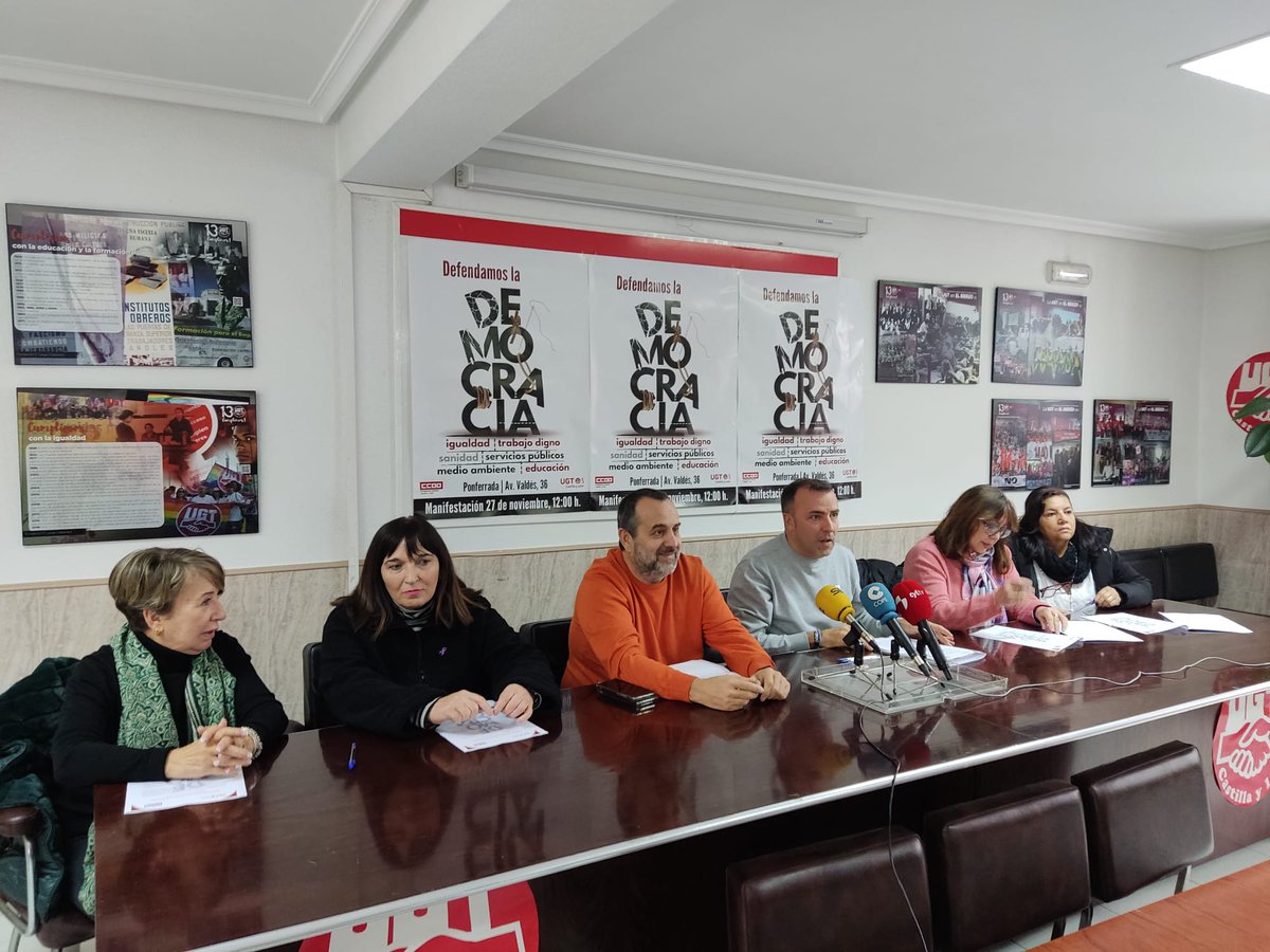 CCOOBIERZO's tweet photo. Hoy se unen a la manifestación 27N las plataformas de la Sanidad Pública, Contra las violencias machistas, Inmigrantes, Asociaciones vecinales del Bierzo...., esto nos afecta a todos y todas, por una CyL libre y democrática.#Ponferrada #ElBierzo #Leonesp #ccoocyl #ccooleon https://t.co/ADKUoZ8cGI