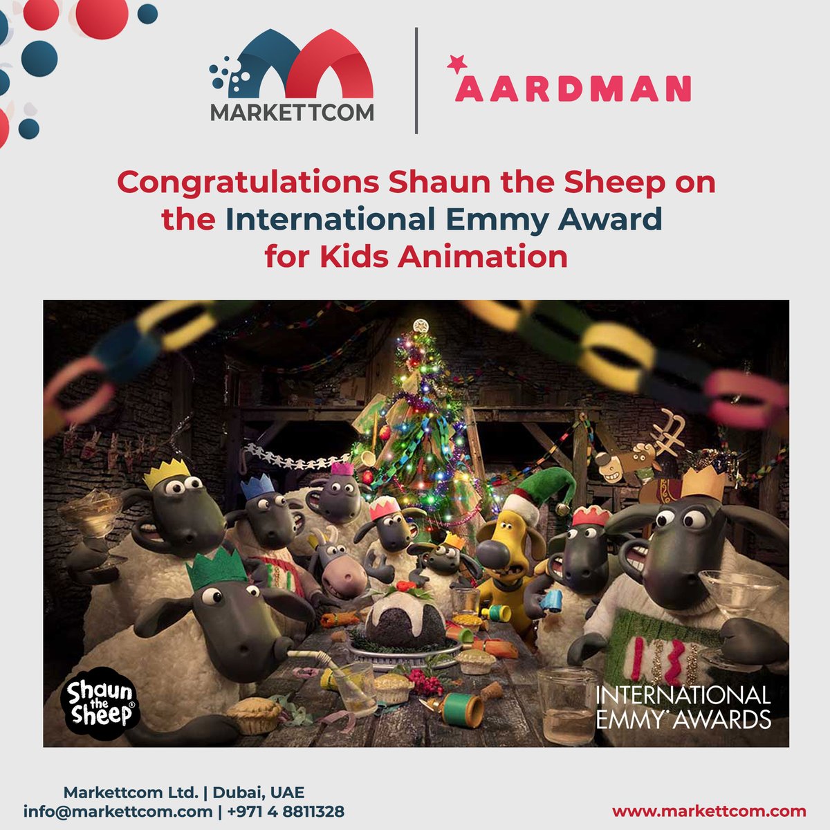 markettcom's tweet photo. We heartily congratulate our business partner @aardman on receiving the @iemmys for Kids Animation for their television programme @shaunthesheep
#Markettcom #Licensing #Agency #Dubai #UAE #KSA #UK #UnitedKingdom #Aardman #kids #ShauntheSheep #STS #EmmyAwards https://t.co/cz7azDbFaP