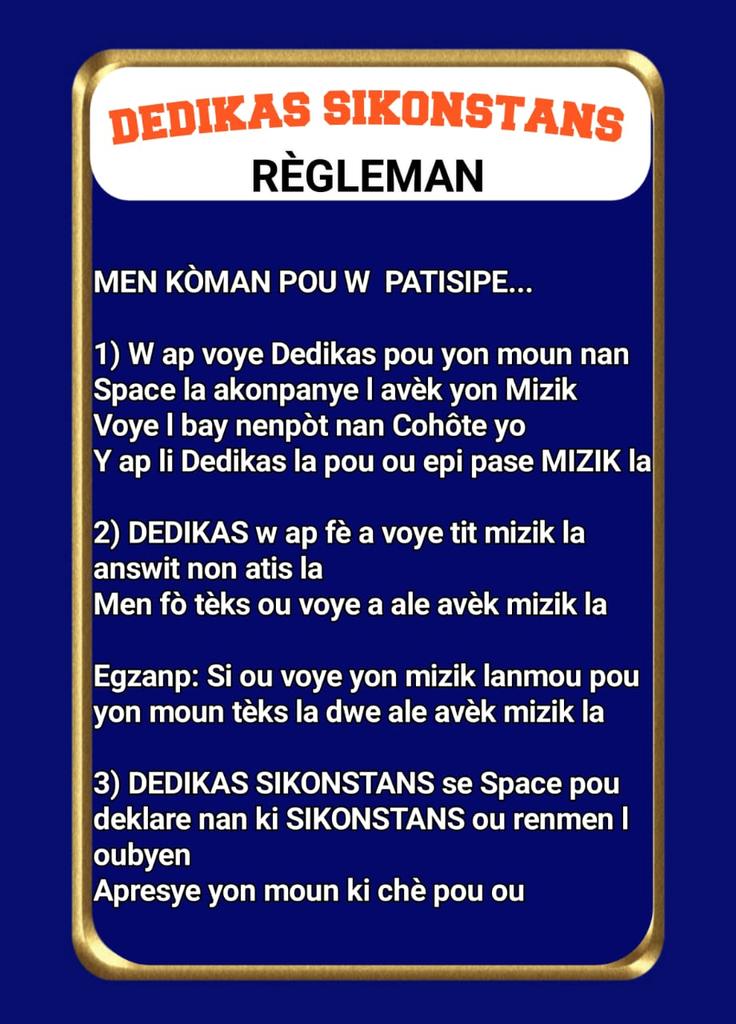 nouse_vip's tweet photo. Men koman pouw patisipe nan Space
"Dedikas Sikonstans" #DSVIP https://t.co/1oiodnPQbV