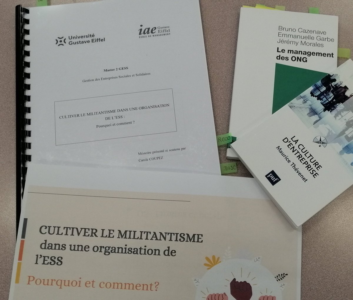 CaroleCoupez's tweet photo. Jour J ! 🥺 Soutenance de mémoire Master 2 #ESS 'Pourquoi et comment cultiver le militantisme dans une organisation de l'ESS ? ' #GESS #militantisme est ce que politique et gestion st conciliables ? Gérer ou militer ? @IAE_G_Eiffel https://t.co/BKibJMpiPg
