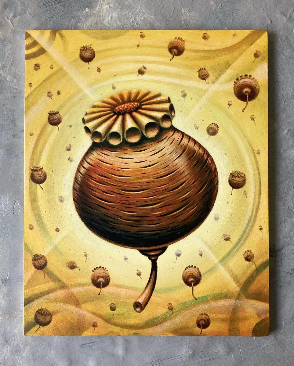 Kevin_Hauff's tweet photo. The first painting in a series using flowers &amp; fauna as a starting point, then expanding the subject into the realms of surreal flights of fancy. More to follow! Acrylic and graphite on 25x20cm panel.#surrealism #alternativeart #WIP https://t.co/20gLTKcIK4