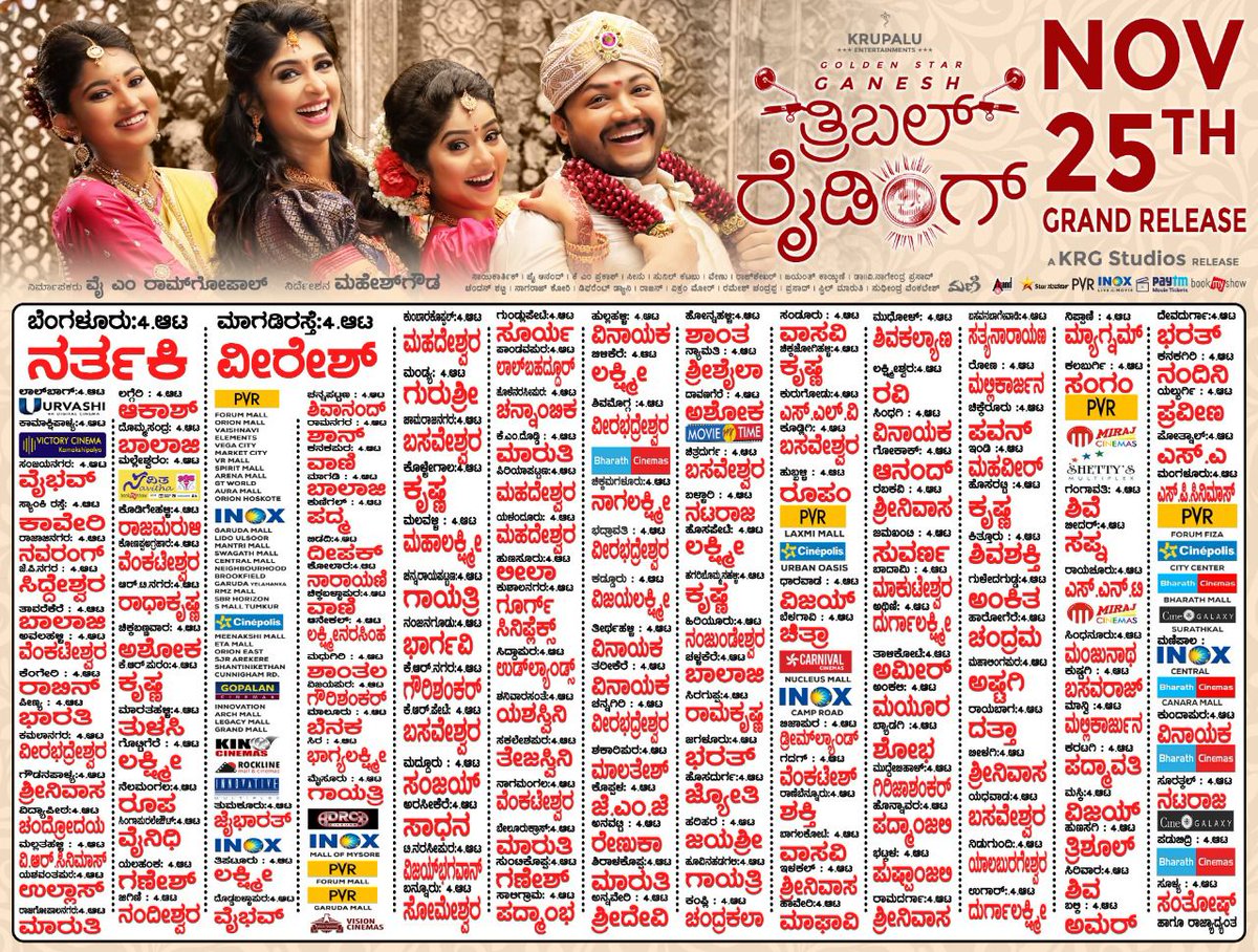 Tribble Riding paid premiere show tomorrow 😍

<a href="/Official_Ganesh/">Ganesh</a> <a href="/DirectorMahesha/">Maheshgowda/ಮಹೇಶ್ ಗೌಡ</a> <a href="/KrupaluEnt/">Krupalu Entertainments</a> <a href="/aanandaaudio/">aanandaaudio</a> <a href="/nimmamegha/">Megha Shetty</a> <a href="/AditiPrabhudeva/">Aditi Prabhudeva</a> <a href="/Rachana_Inder/">Rachana Inder</a> 

#TribbleRiding #TripleRiding #TribbleRidingOnNov25th #GoldenStarGanesh #MeghaShetty #aditiprabhudeva #rachanainder #GaneshFans