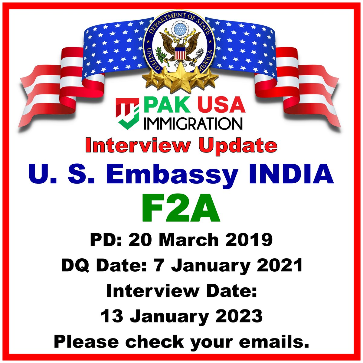 PakUSAImmigrant's tweet photo. US Embassy INDIA - Interview Letters Update
#usimmigration #PakUSAImmigration #F2A #FX1 #F2B #F2avisa #F3Visa #F4Visa #IR1 #CR1 #IR5 #USCIS #NVC #F3Visa #f4visa #pakimmigration #uscis #NVC #immigrationconsultants #US #usa #PakUSAt75 #destinationpakistan https://t.co/btRzX7adE8
