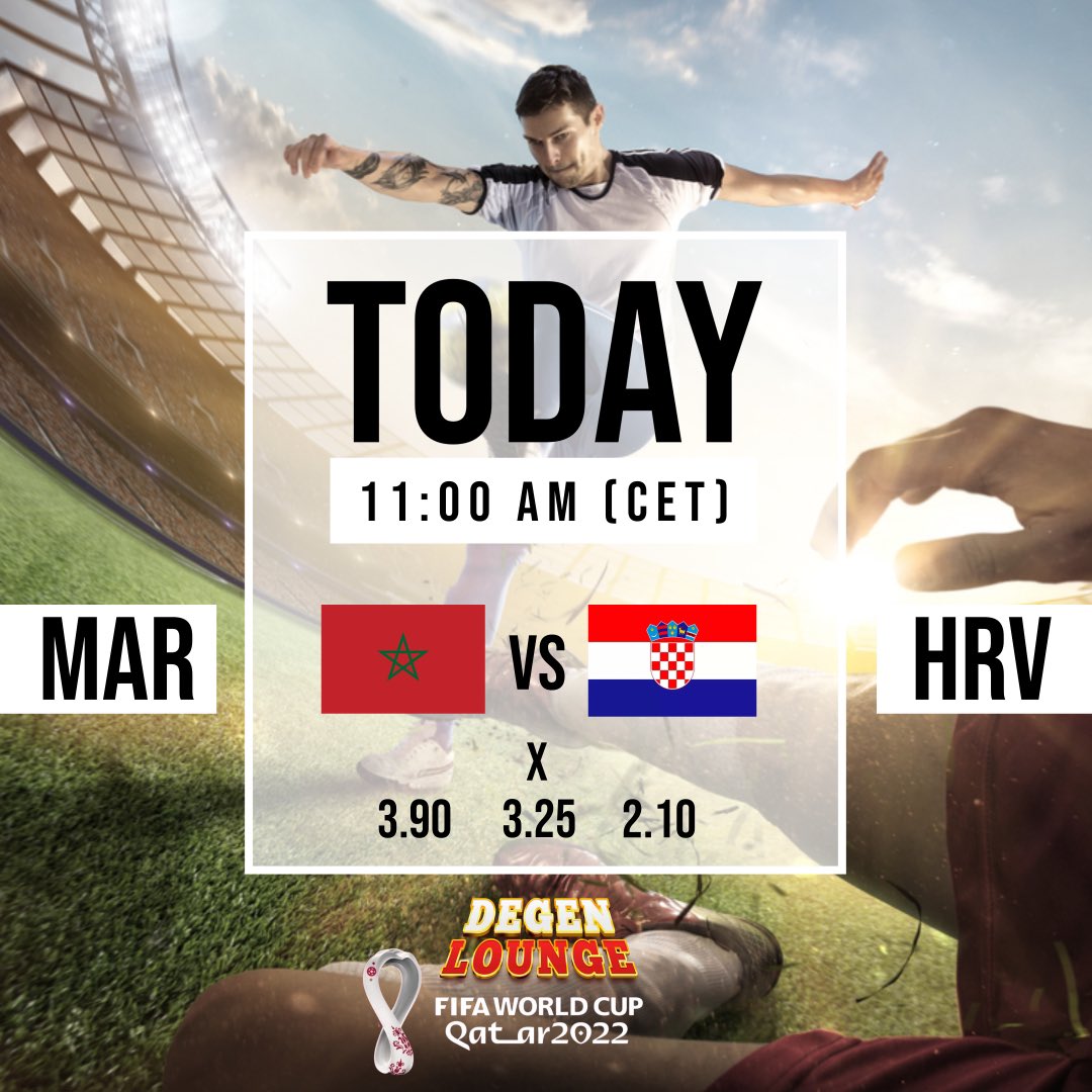 CairoFinance's tweet photo. #WM2022 

#marokko x #Croatia 

What do you think?

Bet every game on #degenlounge 

https://t.co/3yDRErmQ9r https://t.co/criZa54zBm