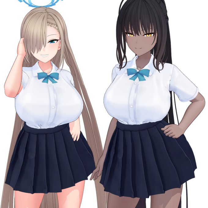 ア○ナ&カ○ン セットVer1.0を追加しました～無料配布分も追加していますJK衣装をある程度イラストに似せておきました～下着は明るめにしてみましたもう来週の金曜日は12月って・・・prprしすぎたか 