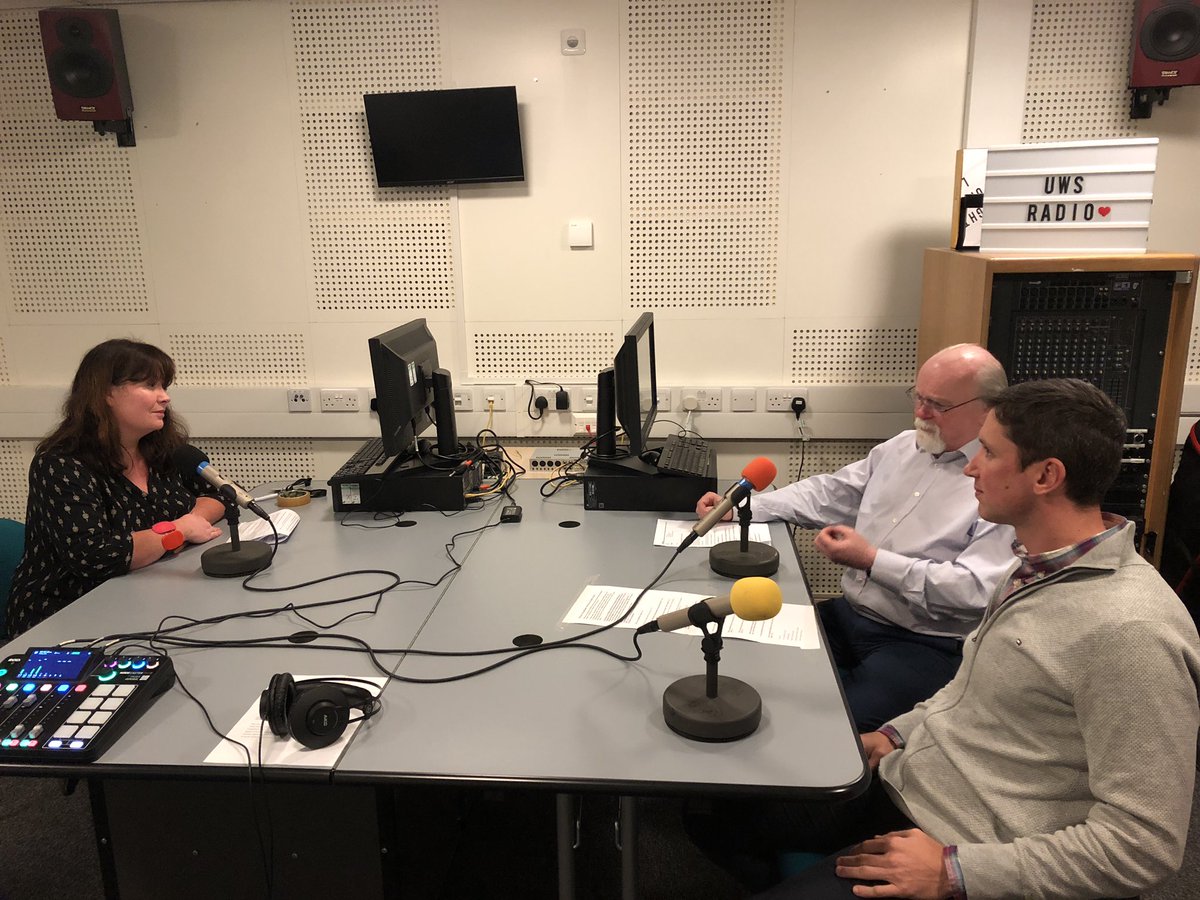 ITFSI_UWS's tweet image. Yesterday, Professor Des Gibson and Dr Carlos Garcia @garcianunez_gn were interviewed by Kate Cotter in UWS radio studio at Ayr campus @UniWestScotland They talked about the important role of ITFSI within the gravitational wave community. Podcast will be posted early next year.