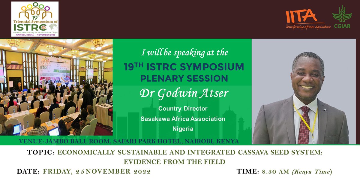 GodwinAtser's tweet photo. As the Country Director of Sasakawa in Nigeria, I will be joining a panel of experts to speak on how Sasakawa Africa Assoc. will help in scaling the #BASICSModel to new geographies at the 19th Triennial Symposium organized by #ISTRC in Nairobi. https://t.co/HsXPAtNilB