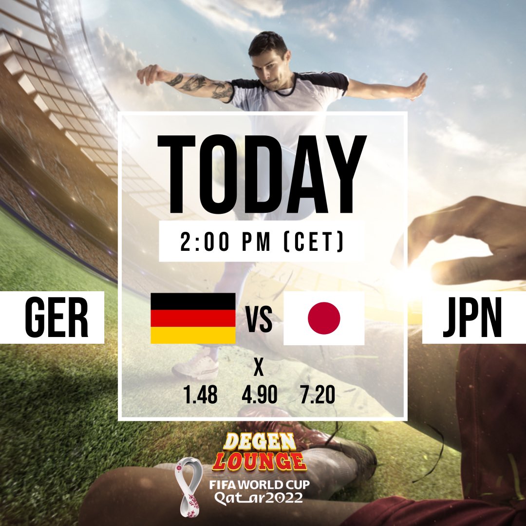 CairoFinance's tweet photo. #WM2022 

#Germany x #Japan 

What do you think?

Bet every game on #degenlounge 

https://t.co/3yDRErmijT https://t.co/KFbEQ8A3fx