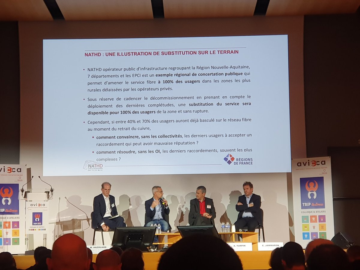 mlb9146's tweet photo. #TRIP2022, J2 - TR1 (Décomm. Cuivre, Service Fibre de Substitution, Positionnement #CollTerr et #OI). #NATHD (@HazouardMathieu) salue un des engagements de @lauredlr dans son discours conclusif d'hier: le préalable est l'atteinte du 100% fibre... https://t.co/TNWQ88DbaW
