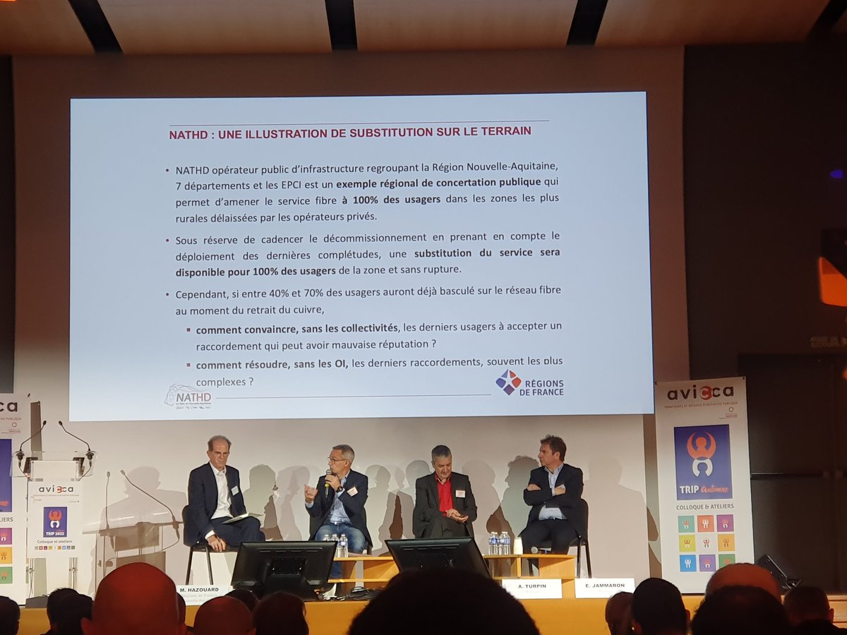 mlb9146's tweet photo. #TRIP2022, J2 - TR1 (Décomm. Cuivre, Service Fibre de Substitution, Positionnement #CollTerr et #OI). #NATHD (@HazouardMathieu) salue un des engagements de @lauredlr dans son discours conclusif d'hier: le préalable est l'atteinte du 100% fibre... https://t.co/TNWQ88DbaW