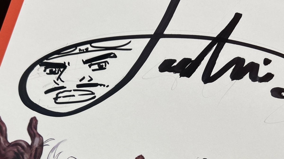 サイン会来て下すった皆さまありがとうございました。寒い中本当にお疲れ様でした。またいつか機会がありましたらお会いしましょう。
サインにリクエストで小っちゃくキャラを描くのですが、今回1番最後に描いたヤツ。今回の東京遠征はボビーに始まりボビーに終わった。